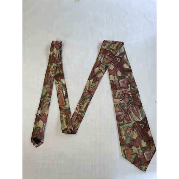 Saks Fifth Avenue Men’s Dress Tie Size 57” Multicolor Geometric Silk Business - Picture 3 of 12